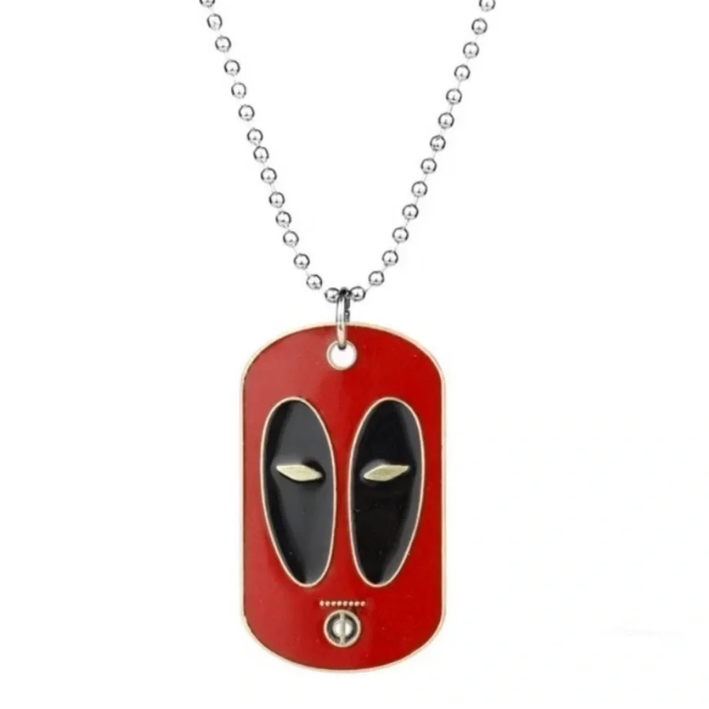 925 Sterling Silver Marvel Deadpool Enameled Dog Tag Necklace